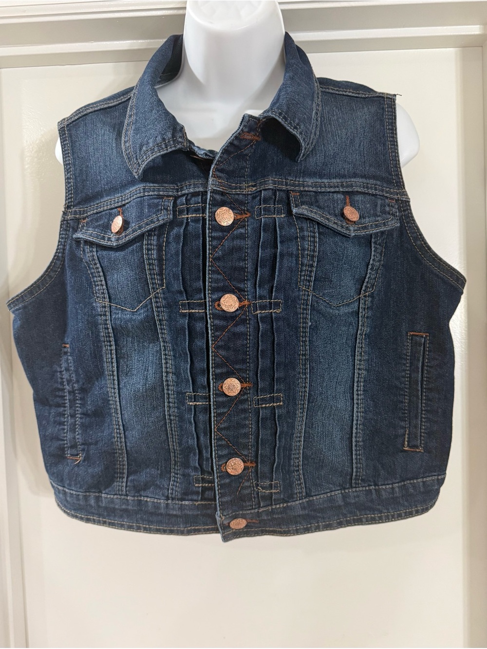 Earl Jean Women’s L Dark Wash Denim Button Front Vest